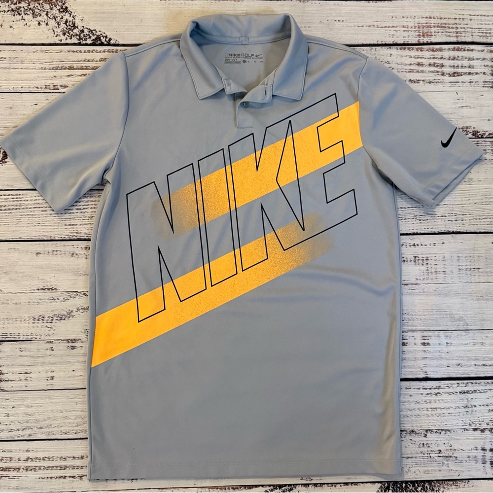 Nike YXL Golf Polo Short Gray Orange
